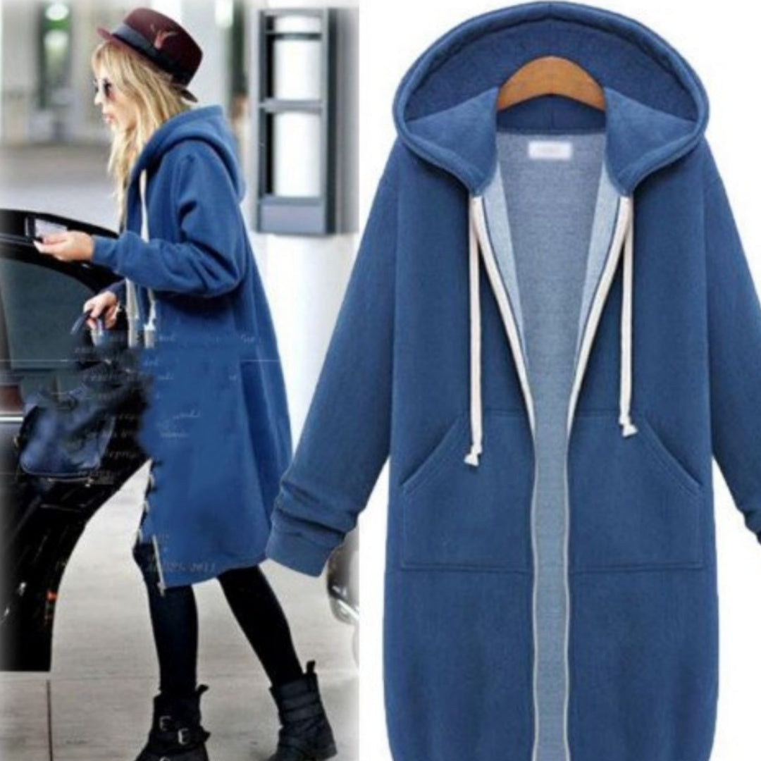 Women's Mid-length Hooded Long Sleeve Sweater