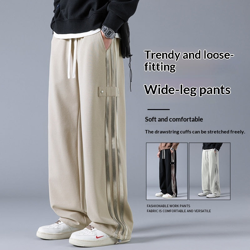 Mens Three-Stripe Sweatpants Spring American High-Street Style Joggers