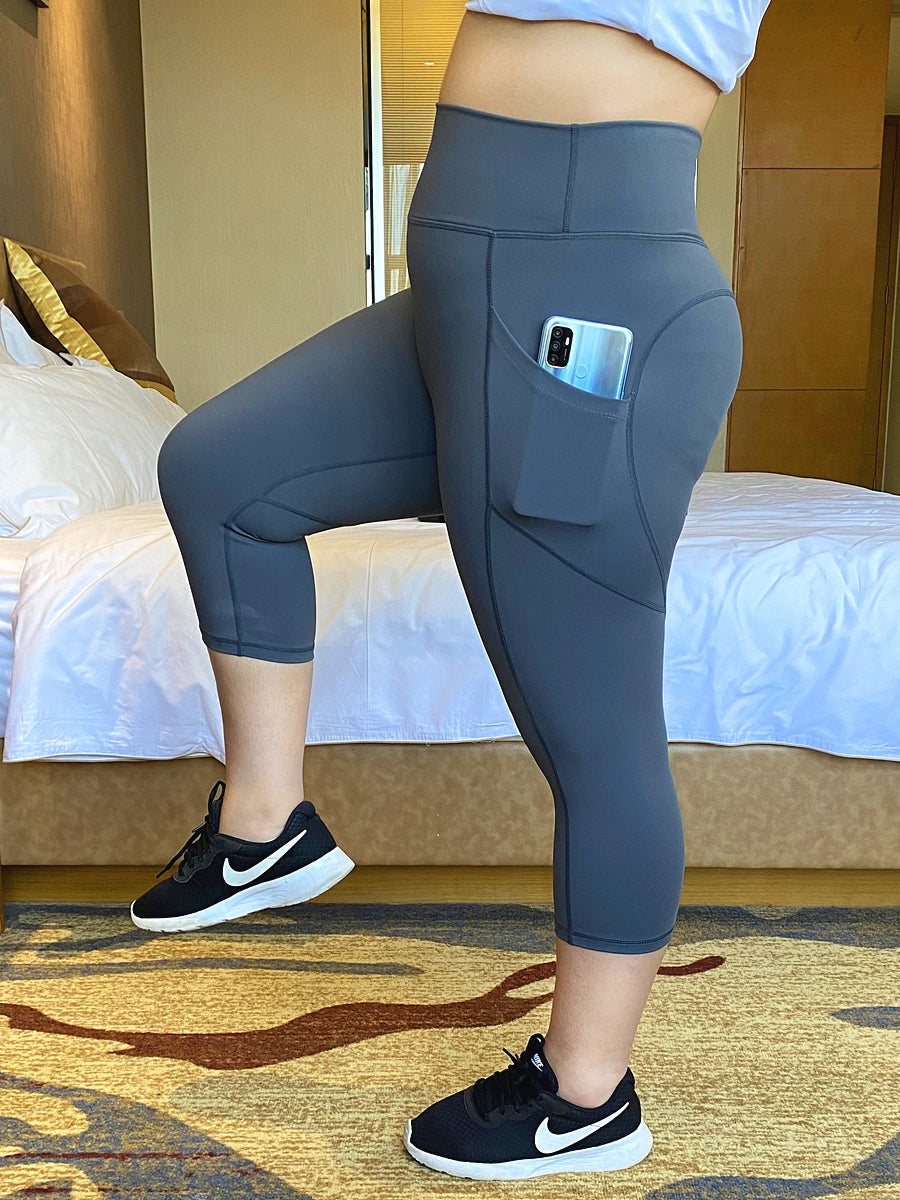 Plus Size Yoga Pants Nude Feel Breathable High Top Sports Fitness Pants