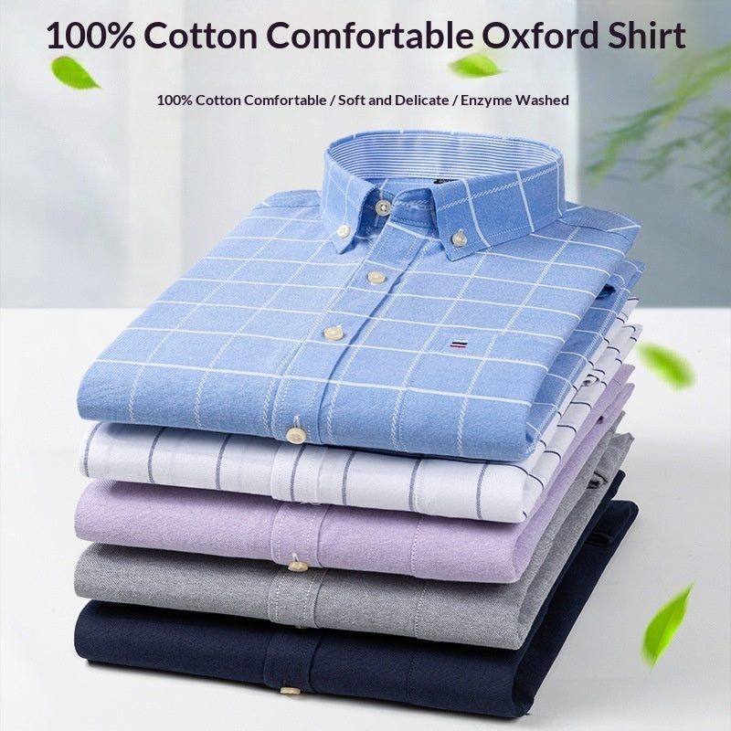 Plus-size Casual Plaid Shirt With Long Sleeves For Young And Middle-aged Men