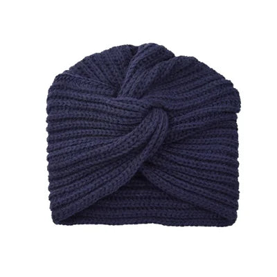 Women's Knitted Turban Hat Bohemia Cashmere Cross Wrap Head Lndian Wool Bonnet Turbante Cap