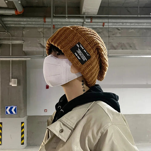 Fashionable Men's Autumn And Winter Knitted Hats Large Size Warm Cold Beanie Hat Loose Big Head Ware Knitting Hat For Men
