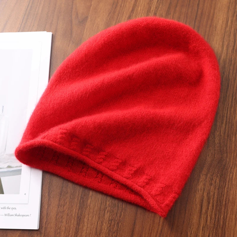 Winter Hat Regardless Of Gender 100% Merino Wool Knitted New Women's Soft Warm Bean Hat Fashion Outdoor Curly-brimmed Hat