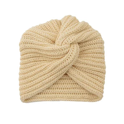 Women's Knitted Turban Hat Bohemia Cashmere Cross Wrap Head Lndian Wool Bonnet Turbante Cap